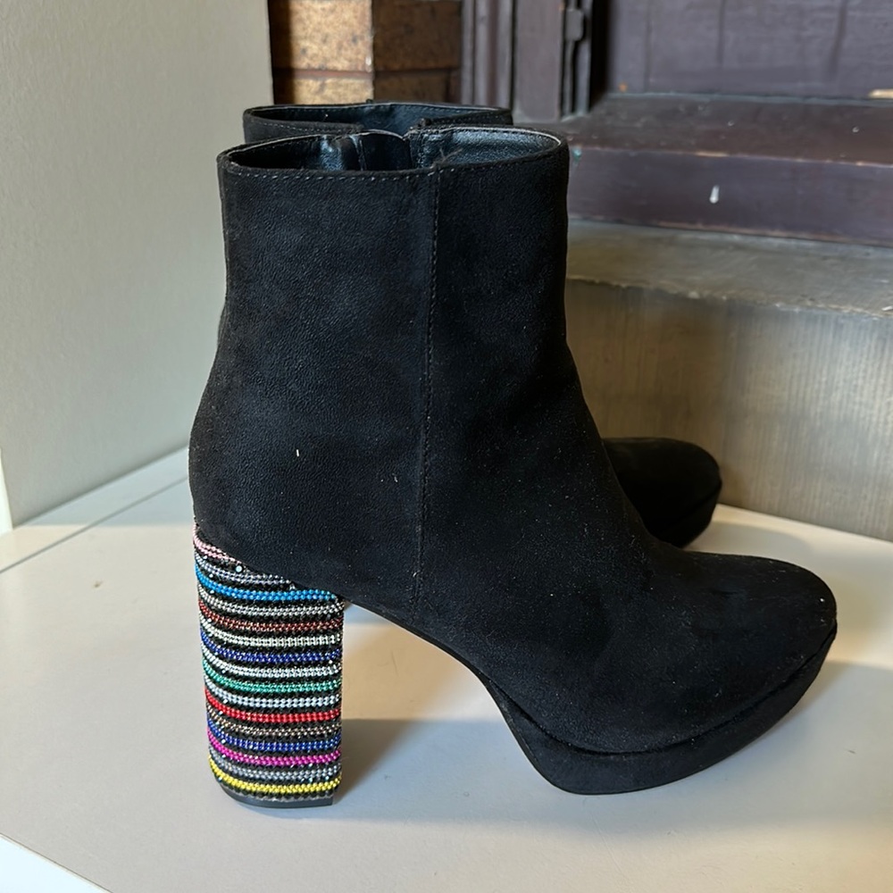 Betsy Johnson Booties with Rainbow Rhinestone Heels